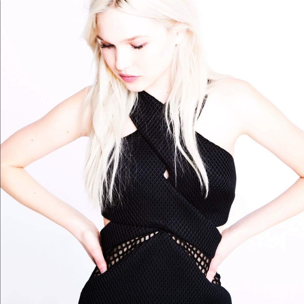 Kendall and Kylie black mesh cocktail dress